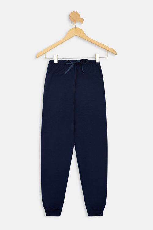 Calça Moletom Juvenil Meninos Lisa Azul Escuro Tam 10 a 16