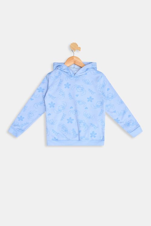Blusão Infantil Meninas Estampa Stitch Azul Claro Tam 4 a 10