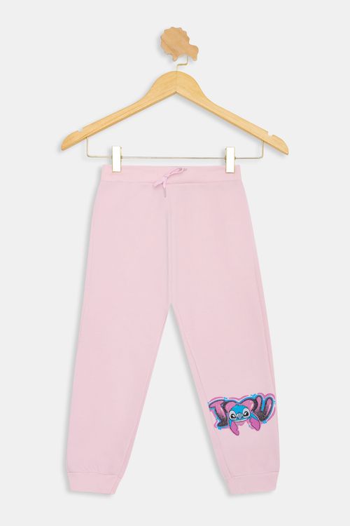 Calça Infantil Meninas Estampa Stitch Rosa Claro Tam 4 a 10