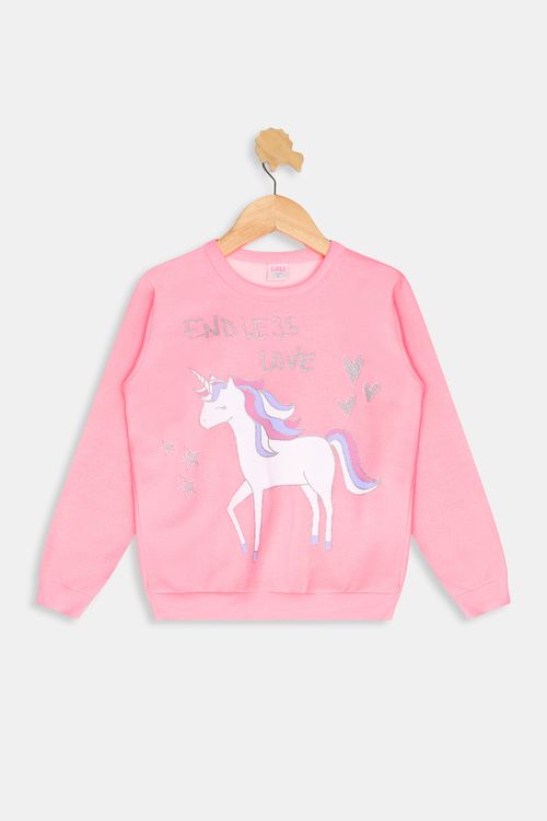 Blusão Infantil Meninas Estampa Unicornio Rosa Tam 4 a 8