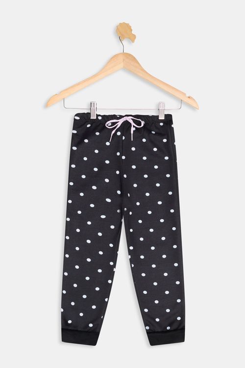 Calça Infantil Meninas Poá Preta Tam 4 a 8