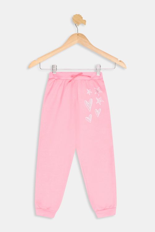 Calça Infantil Meninas Corações Rosa Tam 4 a 8