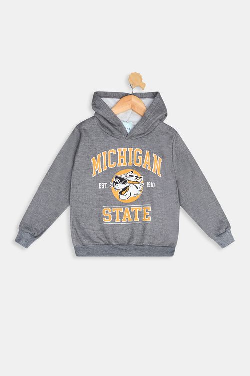 Blusão Moletom Infantil Meninos Michigan Cinza Escuro Tam 4 a 8