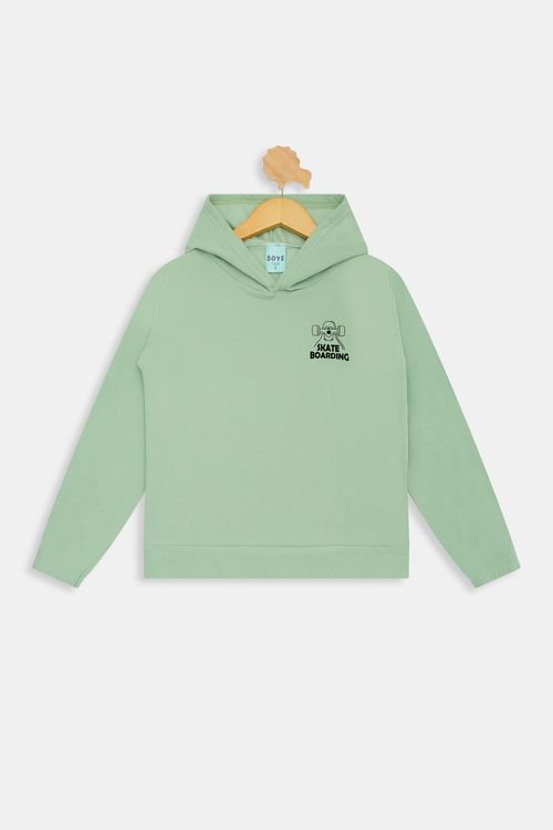 Blusão Moletom Infantil Meninos Textura Boucle Verde Claro Tam 4 a 8