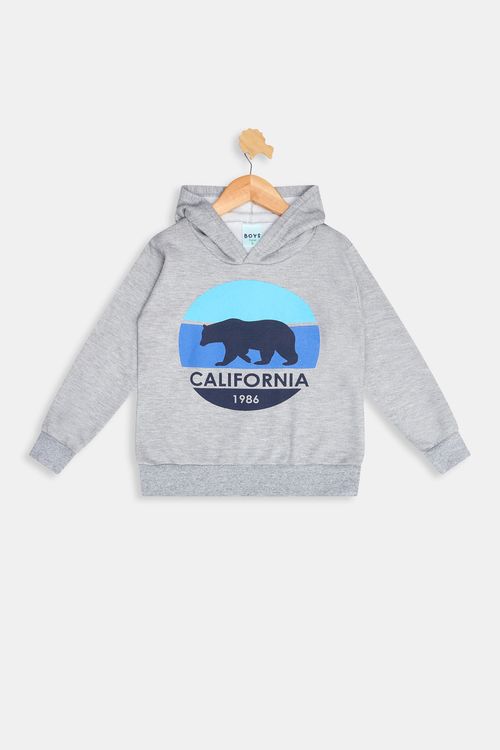 Blusão Moletom Infantil Meninos Urso Cinza Claro Tam 4 a 8