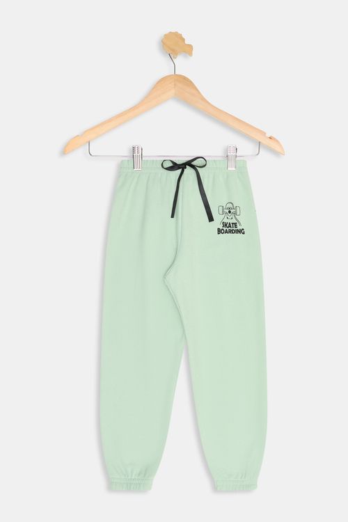 Calça Moletom Infantil Meninos Textura Boucle Verde Claro Tam 4 a 8