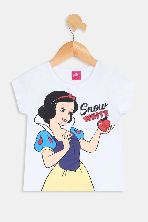 Blusa Infantil Meninas Branca de Neve Branca Tam 4 a 10