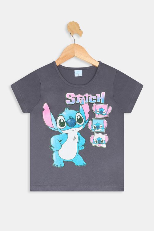 Blusa Infantil Meninas Stitch Chumbo Tam 4 a 10