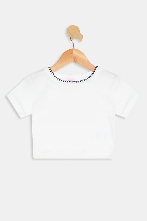 Blusa Juvenil Meninas Piquet Off White Tam 10 a 16