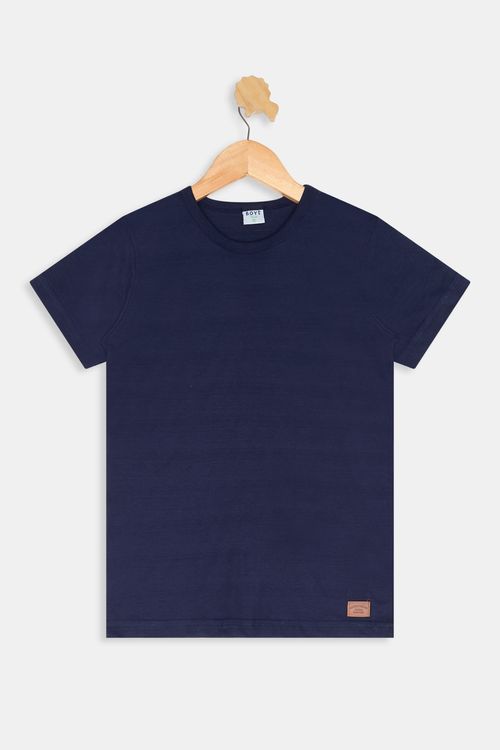Camiseta Juvenil Meninos Manga Curta Azul Escuro Tam 10 a 16