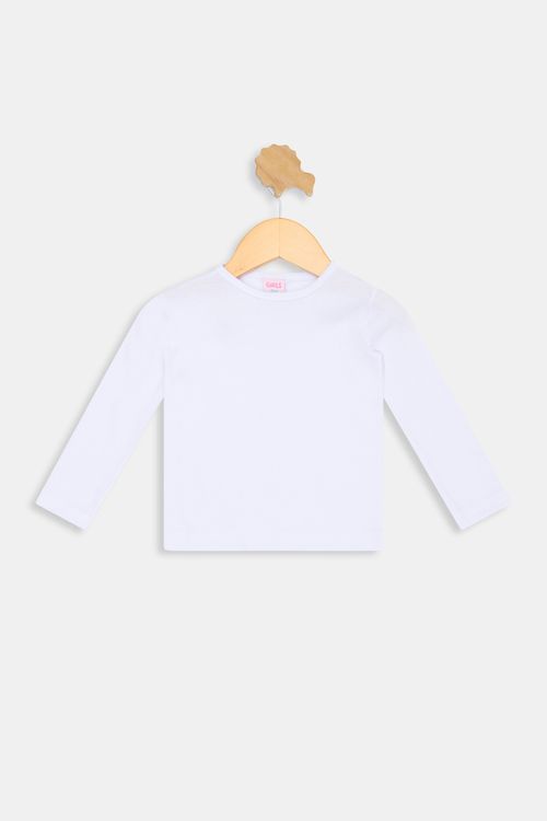 Blusa Infantil Caedu Branca Algodão Decote Canoa Bro