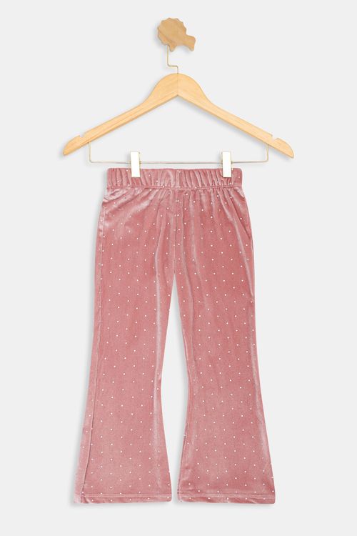 Calca inf4/8nas 37431 flare velu perolas rosa claro