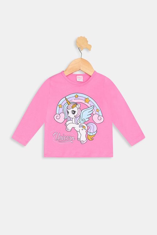 Blusa inf1/3nas rosa unicornio rosa medio