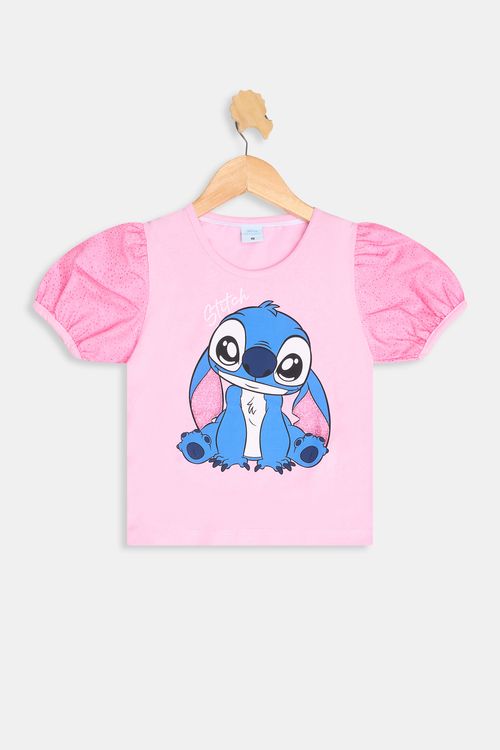 Blusa inf4/10nas 108739c stitch tule man rosa claro