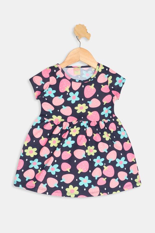 Vestido Infantil Caedu Estampado Morangos e Flores