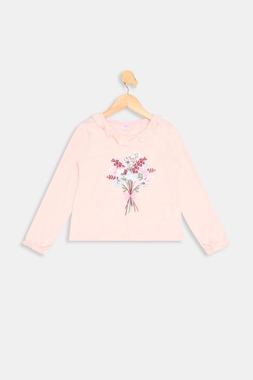 Blusa inf4/8nas ml floral baila mng elas rosa claro