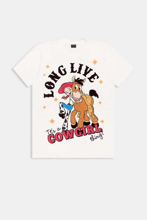 Blusa fem fsh lic toy story cowgirl off off white
