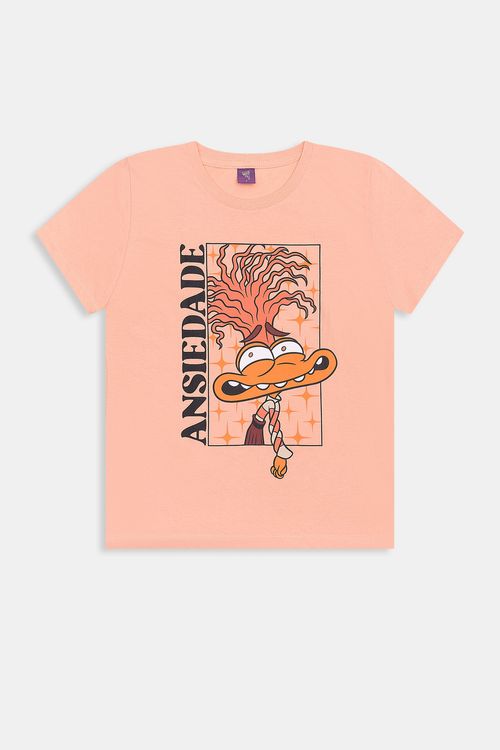 Camiseta fem prom lic ansiedade laranja claro