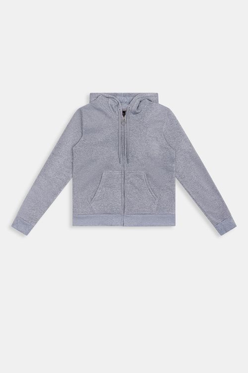 Top Moletom Feminino com Capuz Mescla