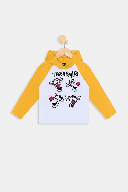 Camiseta inf1/3nos raglan touca tigrao branco