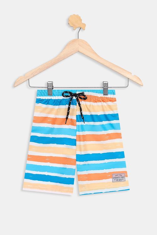 Bermuda Board Infantil Tactel Estampada Listras Coloridas