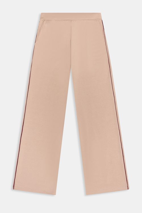 Calca fem casual 4578 elastico friso beg bege claro