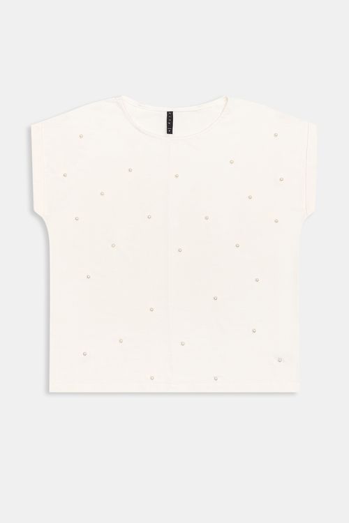 Blusa fem city 41875 m/c perolas off whi off white
