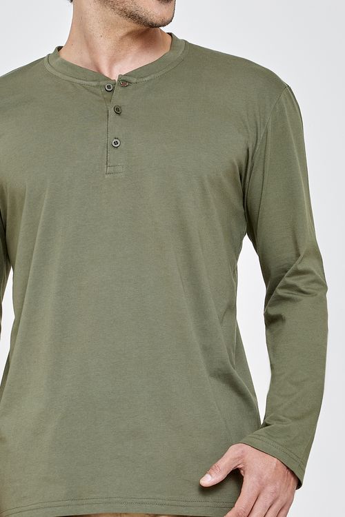 Camiseta masc 1275154 lisa peitilho verd verde medio