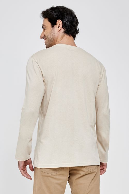 Camiseta masc 1275205 lisa petilho bege bege claro