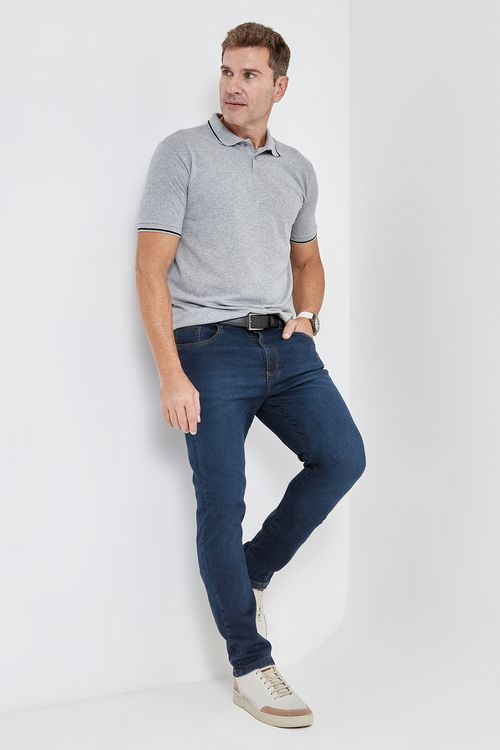 Calca masc 70513 conte slim jns esc jeans azul escuro