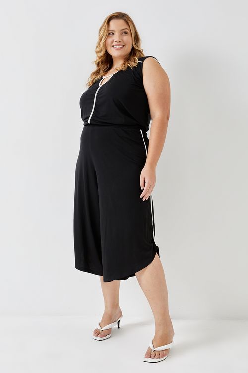 Calca fem fpm casual pantacourt friso pr preto