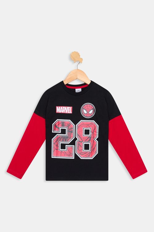 Camiseta Infantil Marvel Homem-Aranha ML Caedu Preta