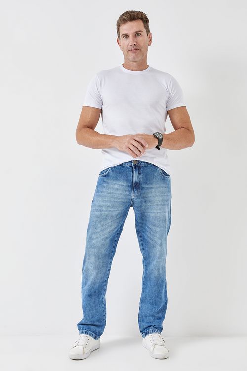 Calca masc jns 218720 slim md jeans azul medio