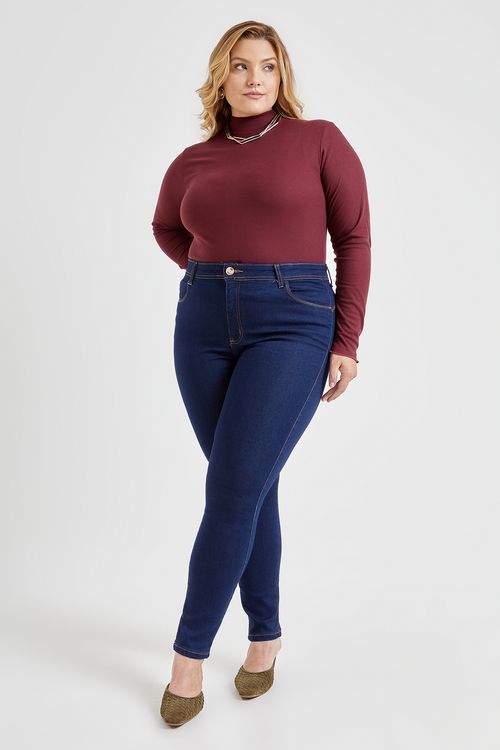 Calça jeans 217258 com pue p.e jeans azul escuro