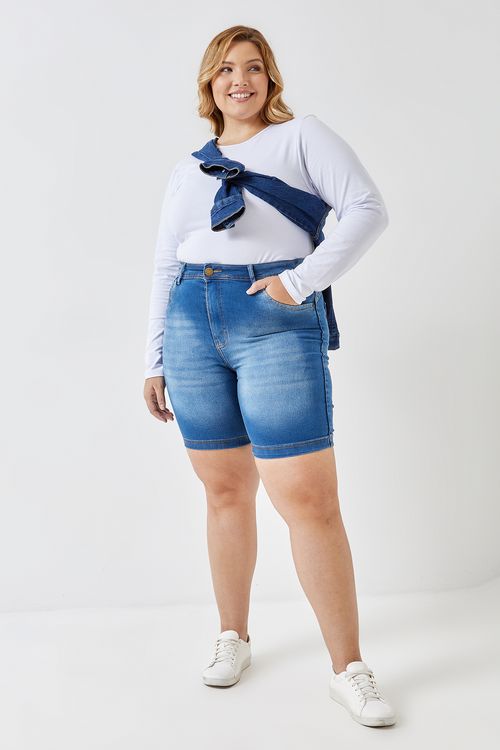 Bermuda fem 219483 jeans md jeans azul medio