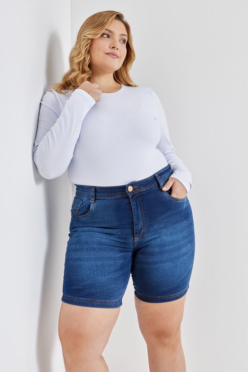 Bermuda fem 217809 jeans escuro jeans azul escuro