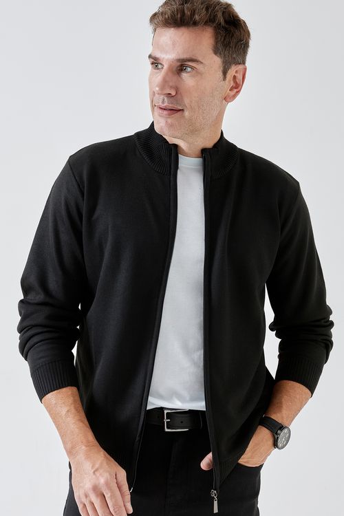 Masc promo mcs013 sueter liso full zip preto