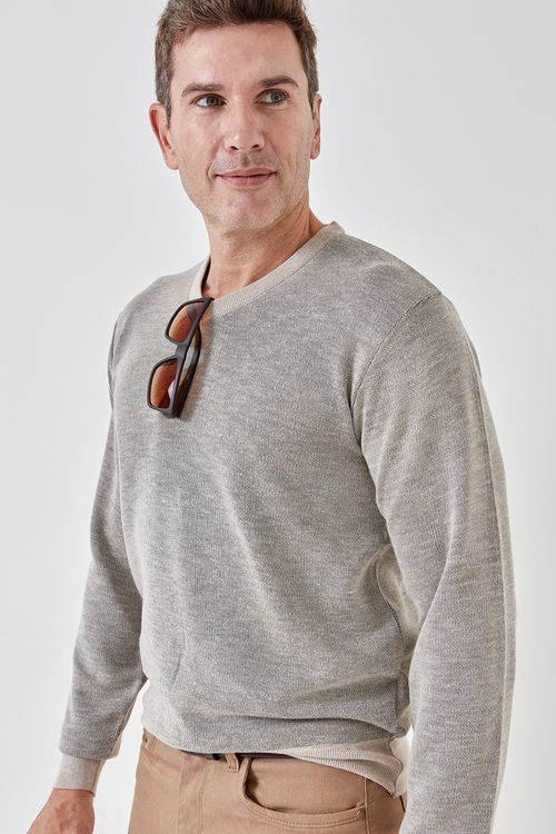 Masc promo casual mcs007c sueter gola v bege medio