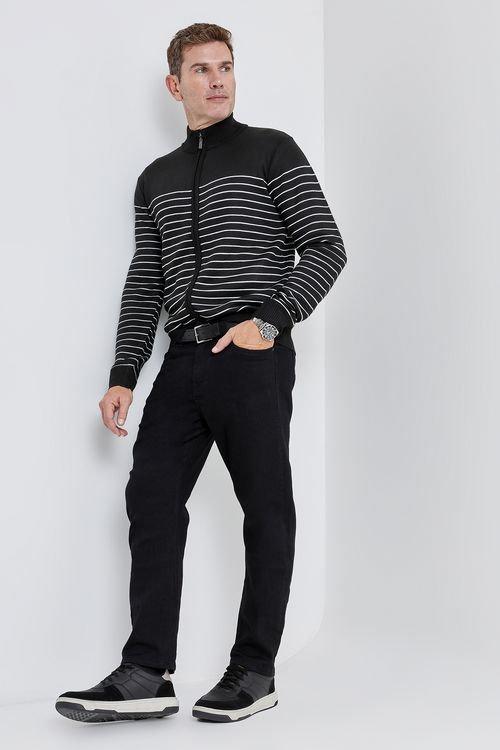 Calca masc mj 92308 five pocket preta preto