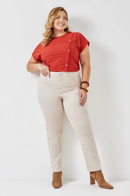 Calca skinny fga027 srj 2 botões fpm bege claro