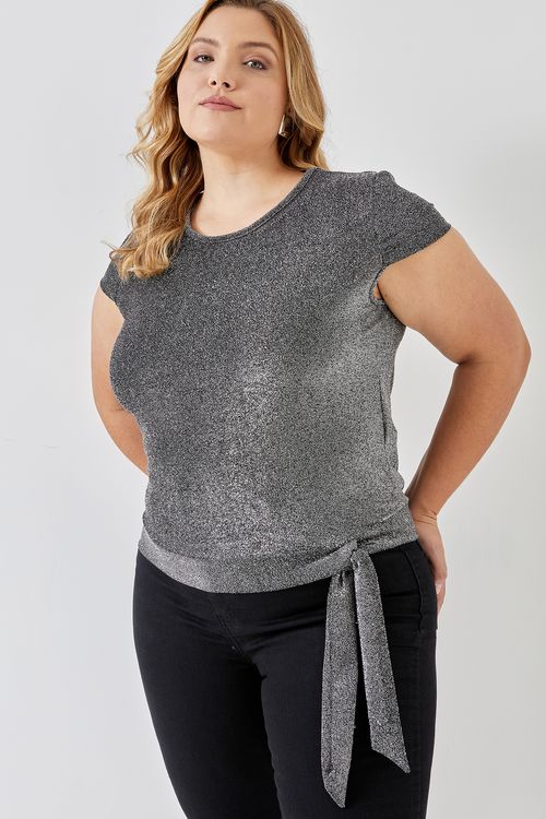 Blusa fem fpm cas lurex amar lat 4473 pr preto