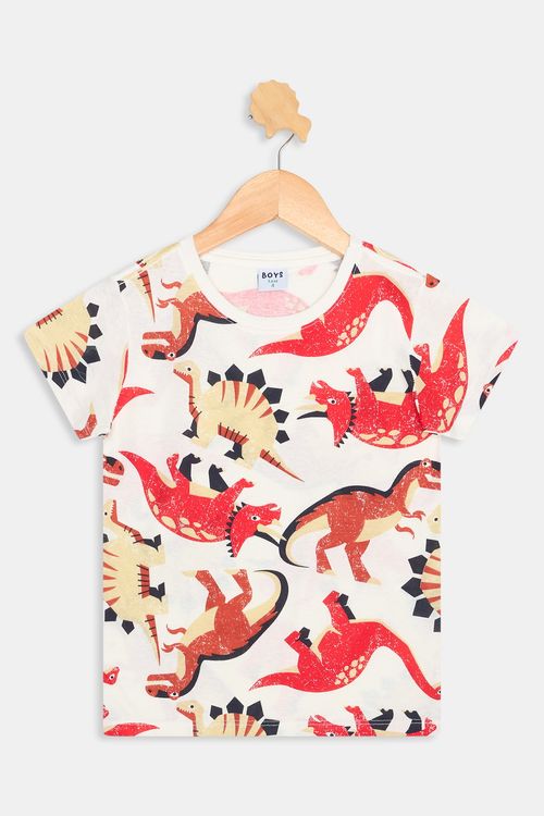 Camiseta Infantil Caedu Fulldino Dinossauros Off White