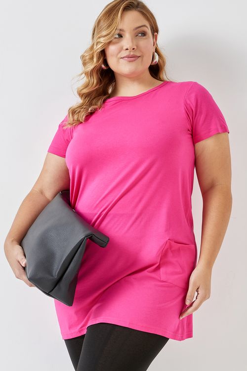 Blusa Feminina Caedu Rosa Casual com 2 Bolsos