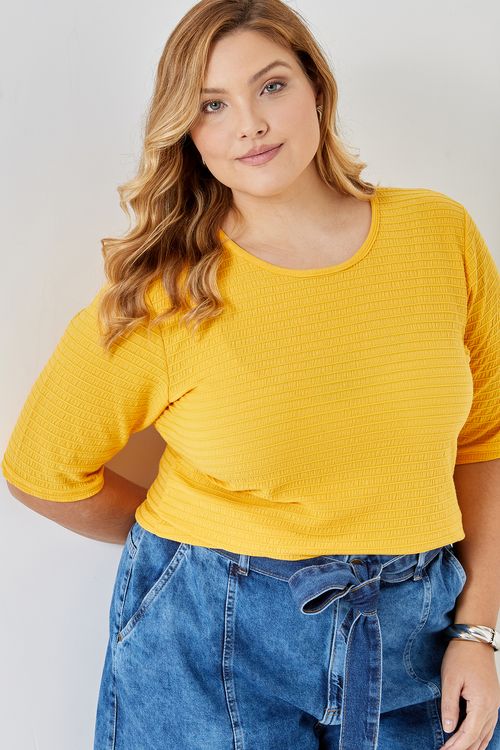 Blusa mc malha indi amarelo 90156 amarelo escuro