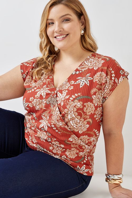 Blusa fem fpm casual transp.estamp.terra estampado