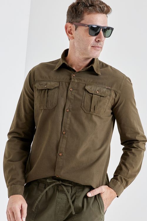 Camisa masc aj mlonga mcc085 srj vd mili verde medio