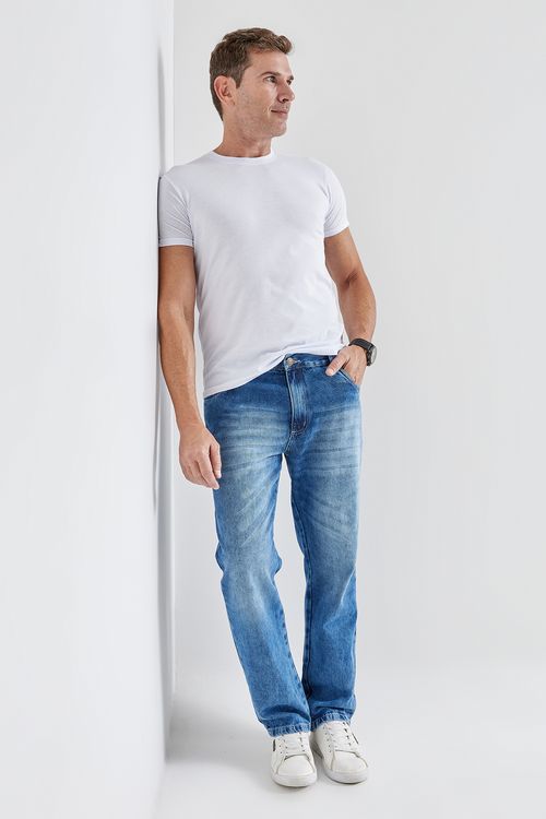 Calca jeans reta md 100% mca051 jeans azul medio