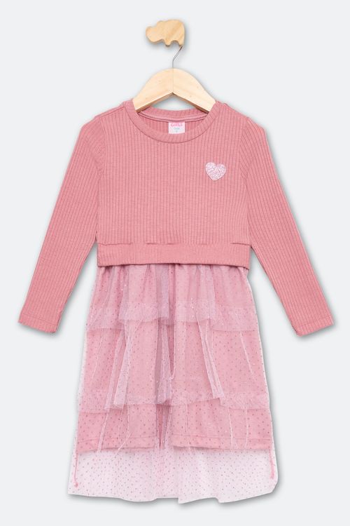 Vestido inf4/8nas if252 tule rib blush rosa