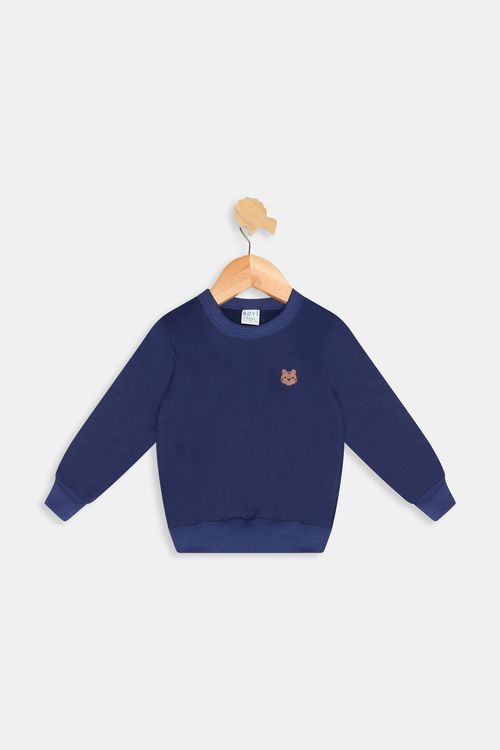 Blusão Infantil Caedu Moletom Azul Marinho Estampa Bichinho 1-3 Anos