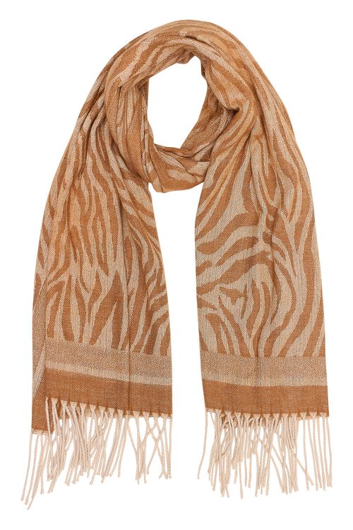 Aces fem aik008 pashmina onça caramelo estampado